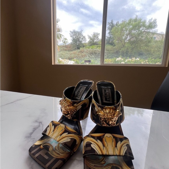 Fendi X Versace Fendace Gold Baroque Mules - Picture 5 of 6